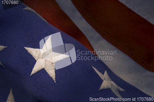 Image of Closeup of a star on an America Flag