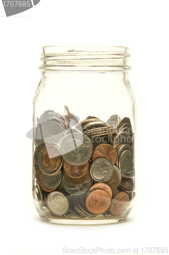 Image of American coins in a glass jar