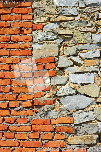 Image of Wall with brick and stone