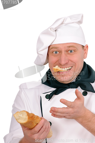 Image of funny chef with loaf