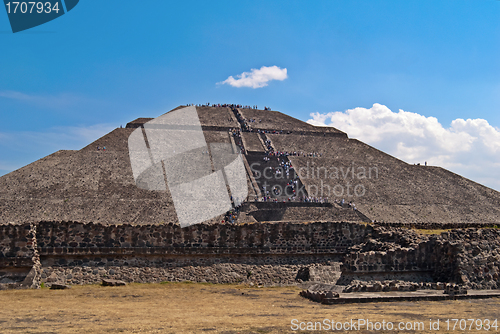 Image of Pyramid of the Sun in the city of Teotihuacan in Mexico