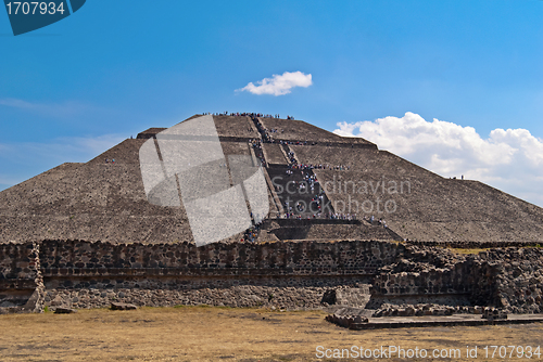 Image of Pyramid of the Sun in the city of Teotihuacan in Mexico