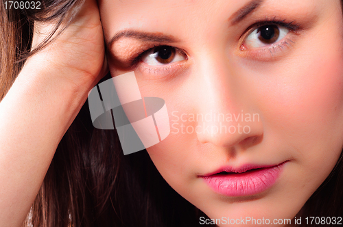 Image of Fashion model behind her hair