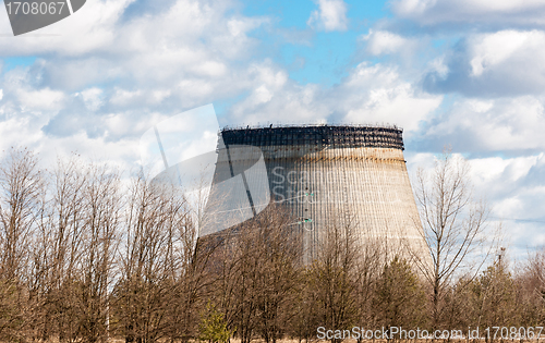 Image of Cooling tower half ready in chernobyl 