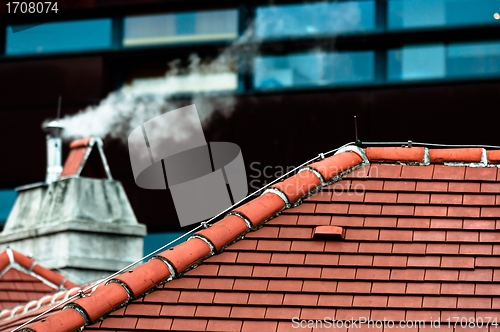 Image of Small chimney with smoke