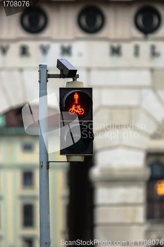 Image of Pedestrian lamp in the city