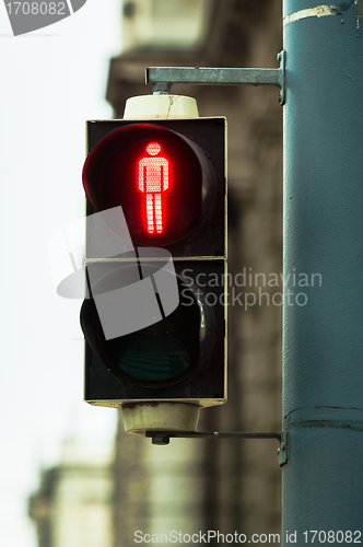 Image of Pedestrian lamp in the city