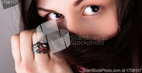 Image of Fashion model behind her hair