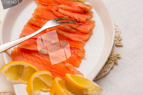 Image of Raw salmon on plate