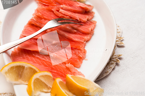 Image of Raw salmon on plate