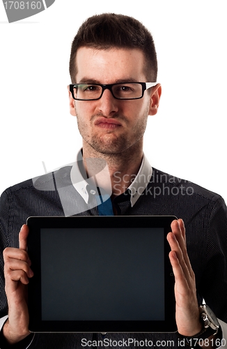 Image of Handsome man with tablet pc