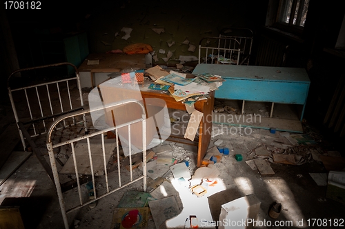 Image of Abandoned nursery with toys at Chernobyl