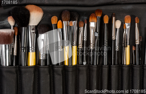 Image of Makeup brushes in leather