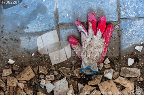 Image of Glove with red fingers