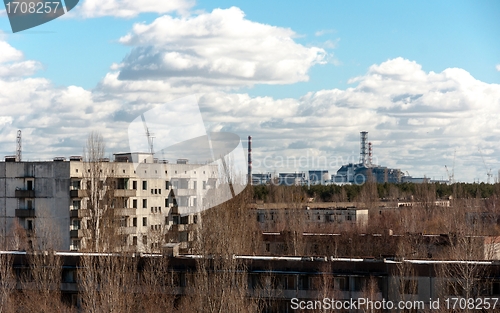 Image of View from pripyat hotel with nuclear power plant, 2012