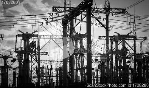 Image of Electric Pylons in black and white