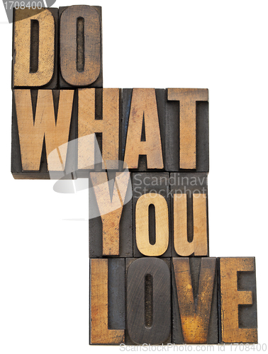 Image of do what you love in wood type