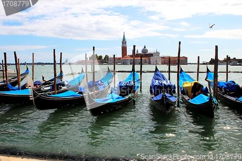 Image of view of the drifting gondolas in Venice