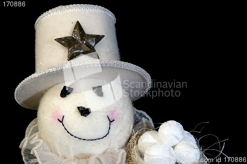 Image of snow man with snow balls and hat