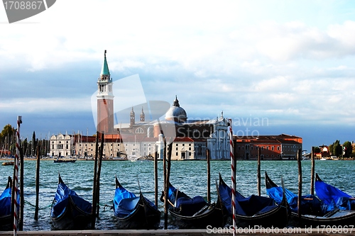 Image of View of the drifting gondolas in Venice