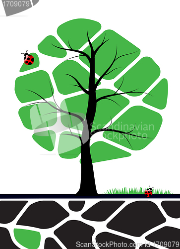 Image of Tree illustration with green leafs