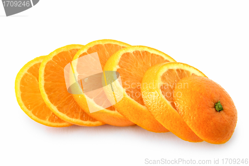 Image of ripe orange cut into slices