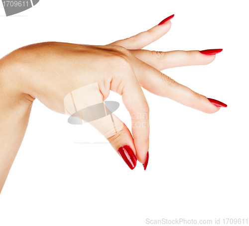 Image of hands of woman with red manicure