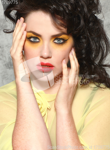 Image of High Fashion Woman in Extreme Makeup