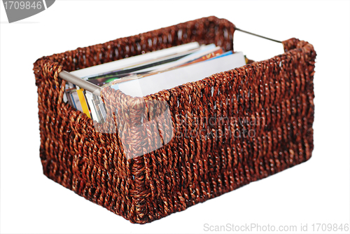 Image of Wicker Basket of Photographs