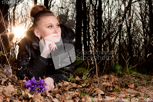 Image of girl with snowdrops