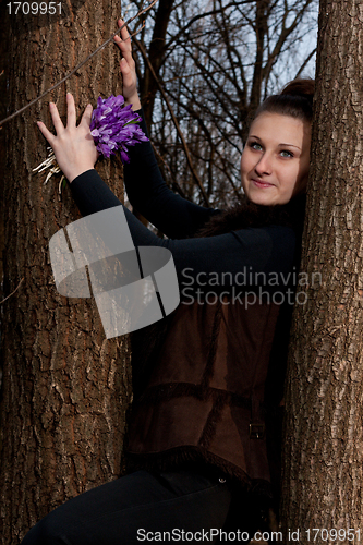 Image of girl with snowdrops