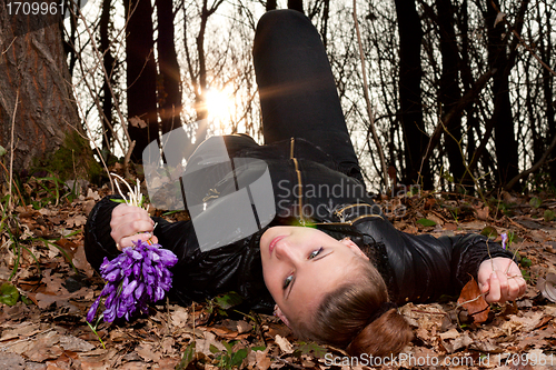 Image of girl with snowdrops