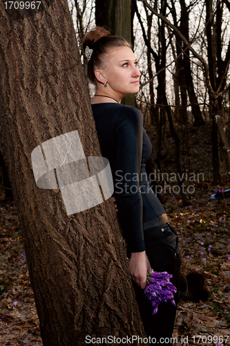 Image of girl with snowdrops