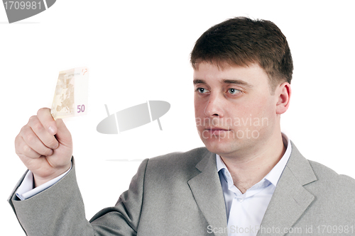 Image of man considers money