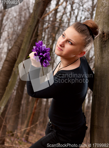 Image of girl with snowdrops