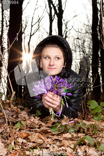 Image of girl with snowdrops