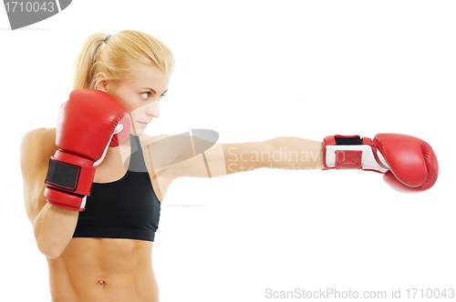 Image of boxer woman with red boxing gloves