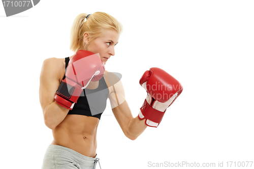 Image of boxer woman with red boxing gloves