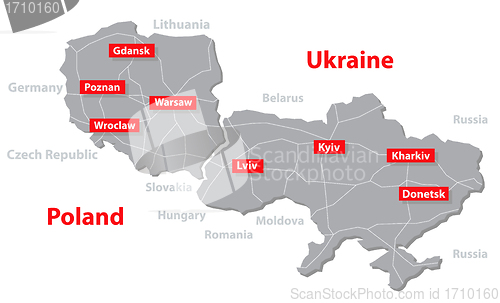 Image of Poland and Ukraine vector map