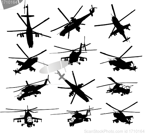 Image of Helicopter silhouettes set