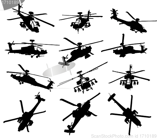 Image of Helicopter silhouettes set