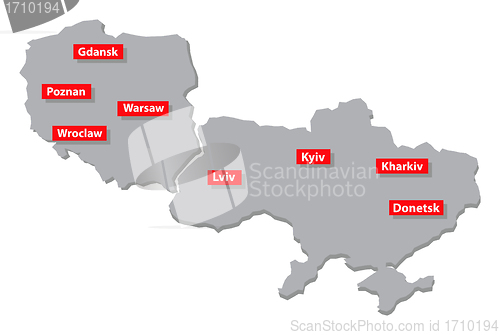 Image of Poland and Ukraine vector map