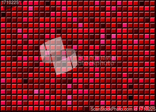 Image of abstract red background of convex gradient squares