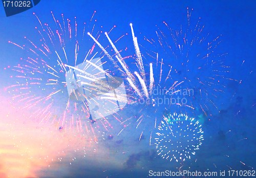 Image of fireworks in evening sky