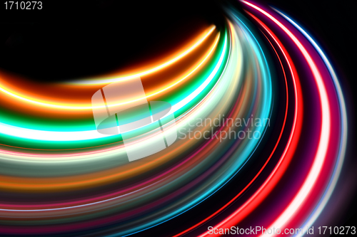 Image of abstract acceleration speed motion on night road