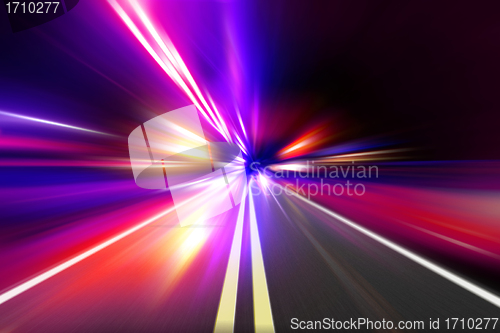 Image of speed motion on night road