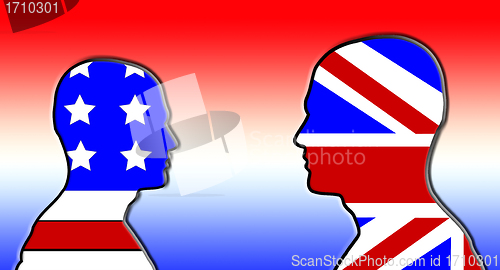 Image of American And UK Flag Heads