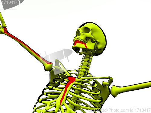 Image of Cartoon Skeleton With Blood 