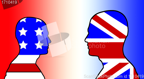 Image of American And UK Flag Heads