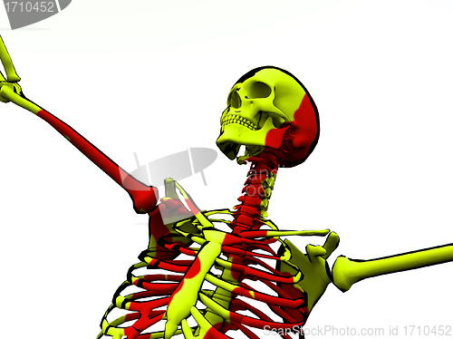 Image of Cartoon Skeleton With Blood 